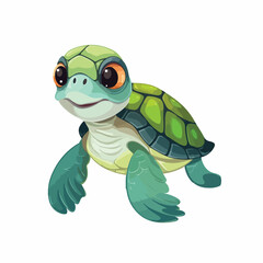 Cute sea turtle cartoon isolated on white background.