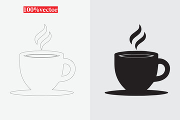 Black cup vector graphic set against a white background