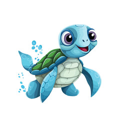 Cute sea turtle cartoon isolated on white background.