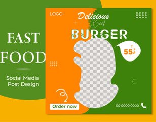 Restaurant social media square banner template for business promotion.
