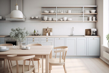 Interior of a modern Scandinavian kitchen.