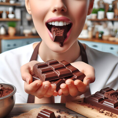 person eating chocolate