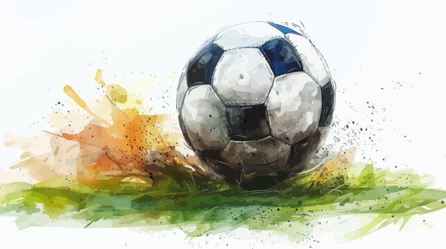 a watercolor painting of a soccer ball