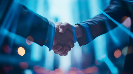 Businessman handshake for teamwork of business merger and acquisition. Business meeting and partnership concept. - obrazy, fototapety, plakaty