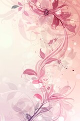 Pink Background With Flowers and Swirls