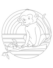 Monkey Coloring Page. Wild Animal Coloring Page for Kids Who love jungles and wildlife
