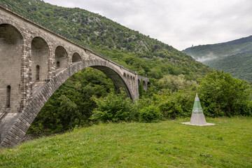 Solkan stone bridge above Soca river