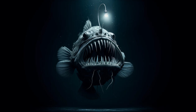 Deep sea anglerfish art wallpaper background