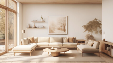 Interior living room in the Scandinavian design. - obrazy, fototapety, plakaty