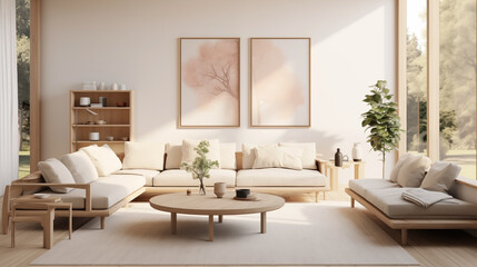 Fototapeta na wymiar Interior living room in the Scandinavian design.