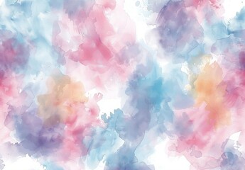Seamless pattern background inspired by the art of watercolor painting with soft blended strokes in...