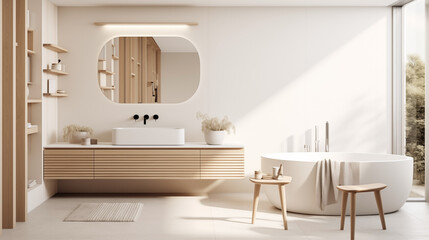 Interior bathroom in the Scandinavian design.