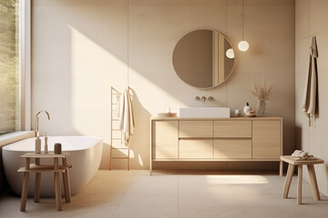 Interior bathroom in the Scandinavian design. - obrazy, fototapety, plakaty