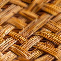 detailed texture of woven wicker in natural tones - obrazy, fototapety, plakaty