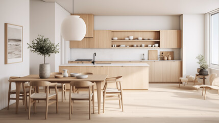 Interior kitchen in the Scandinavian design.