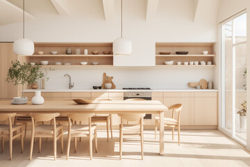 Interior kitchen in the Scandinavian design.