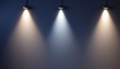 Spotlight on the Wall for Copy space Blue bokeh background