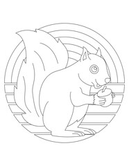 Squirrel Coloring Page. Wild Animal Coloring Page for Kids Who love jungles and wildlife