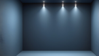 Spotlight on the Wall for Copy space Blue  background
