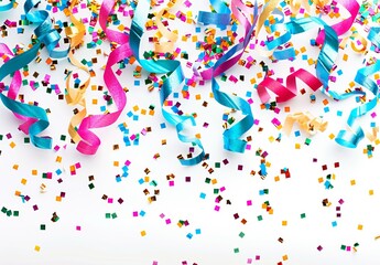 Colorful Confetti and Streamers Background for Celebratory Events
