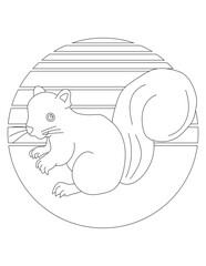 Squirrel Coloring Page. Wild Animal Coloring Page for Kids Who love jungles and wildlife