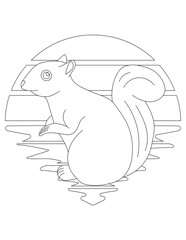 Squirrel Coloring Page. Wild Animal Coloring Page for Kids Who love jungles and wildlife