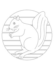 Squirrel Coloring Page. Wild Animal Coloring Page for Kids Who love jungles and wildlife