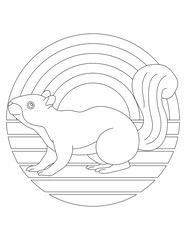 Squirrel Coloring Page. Wild Animal Coloring Page for Kids Who love jungles and wildlife