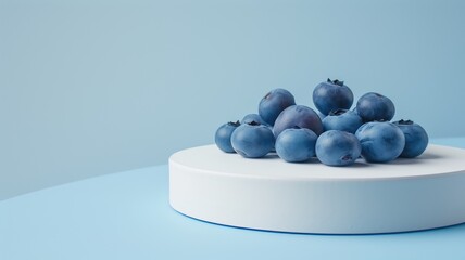 A circular white podium on a gradient blue background. - obrazy, fototapety, plakaty