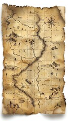 Icon depicting a trail map, unfolded with marked paths, symbolizing navigation and exploration