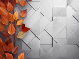 Silver abstract background with autumn colors textured design for Thanksgiving, Halloween, and fall. Geometric block pattern with copy space