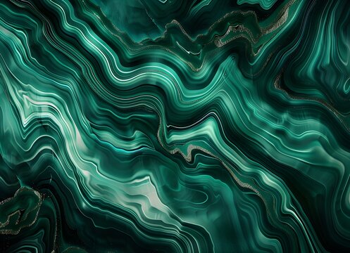 Abstract background with a green malachite texture, wavy pattern resembling a stone surface Background suitable for design, print and wallpaper High quality, super realistic, high resolution stock pho