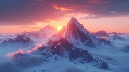 A view of sunrise in the mountains