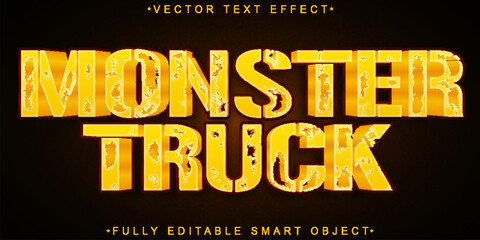 Worn Orange Monster Truck Vector Fully Editable Smart Object Text Effect © HUMA