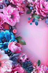 Pink and Blue Floral Background