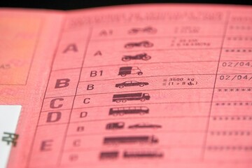 Un vieux permis de conduire Français en papier rose 