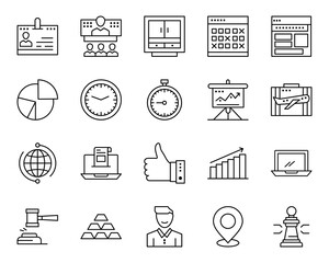 Creative business related icon set. Innovation management. Editable stroke.