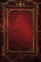 Elegant Gold Frame on Red Background