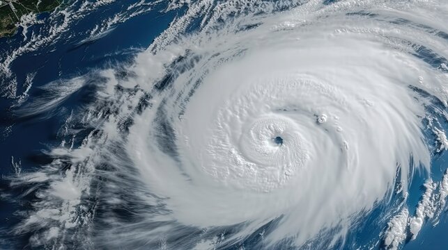 Satellite photo of the formation and movement of a huge cyclone above the Earth's surface. Meteorological satellites guard the safety of people.