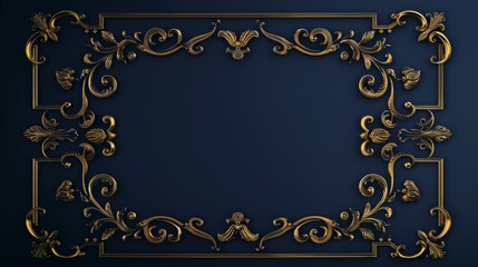 Elegant Gold Frame on Blue Background