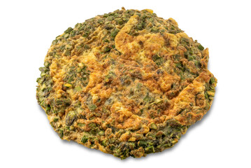 Egg omelet with asparagus isolated