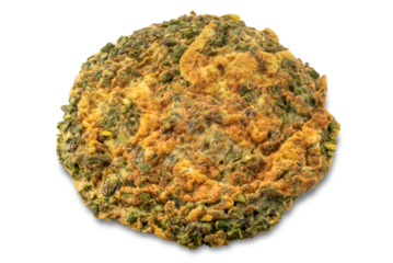 Egg omelet with asparagus isolated