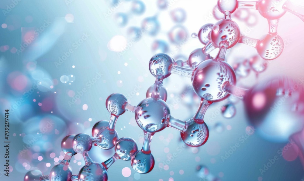 Poster a close up of a molecule with bubbles in it. generative ai.