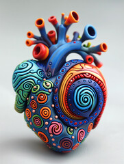 colorful clay heart on white background