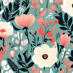 Photo of a beautiful floral background for decoration, clothes, textile, crockery, wall, art, frame, etc. generative ai