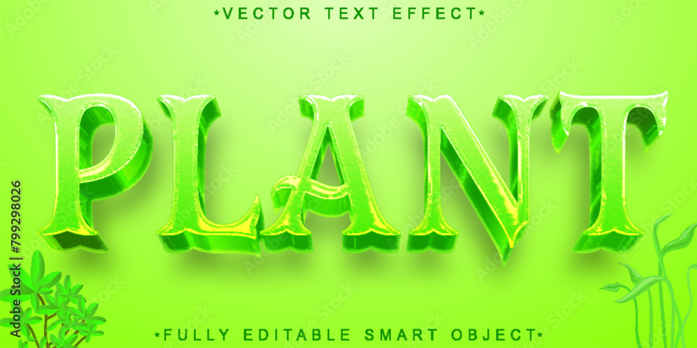 Poster green plant vector fully editable smart object text effect