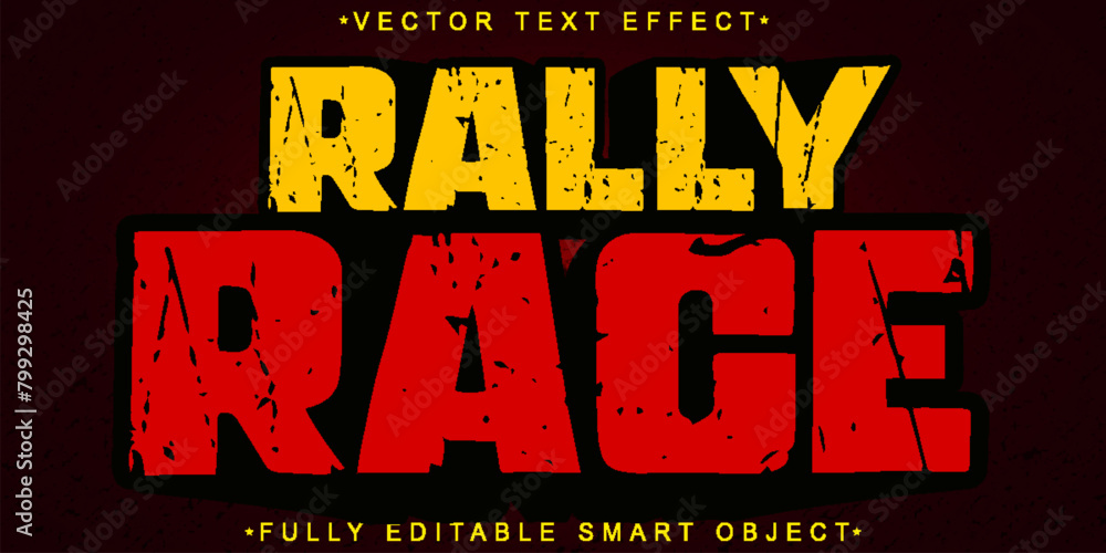 Poster cartoon rally race game vector fully editable smart object text effect