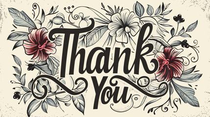 a thank card with flowers and the words thank you