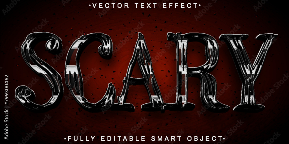 Poster dark gray scary horror vector fully editable smart object text effect
