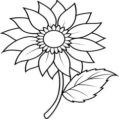 Sunflower coloring pages. Sunflower outline. Flower line art for coloring book